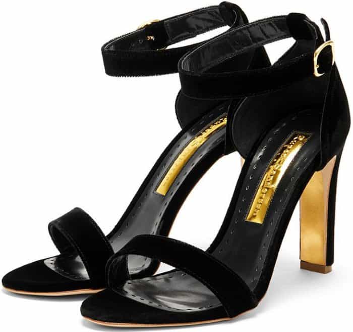 Rupert Sanderson "Myril" sandals in black velvet