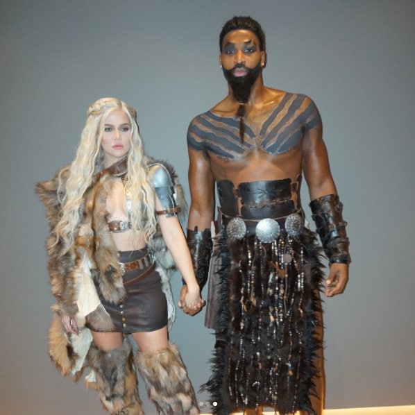 Khloé Kardashian and Tristan Thompson embody Daenerys Targaryen and Khal Drogo with fierce authenticity, complete with elaborate hair, makeup, and armor details for their Game of Thrones-inspired Halloween costumes