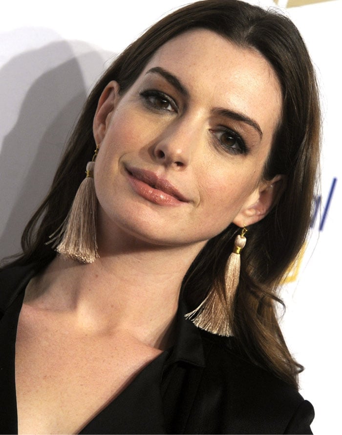 Anne Hathaway at the National Book Awards held at Cipriani Wall Street in New York on November 15, 2017