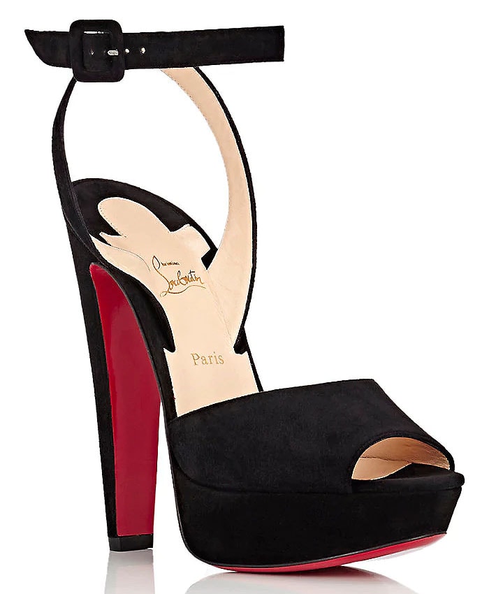 Christian Louboutin “Louloudancing” Suede Platform Ankle-Strap Sandals