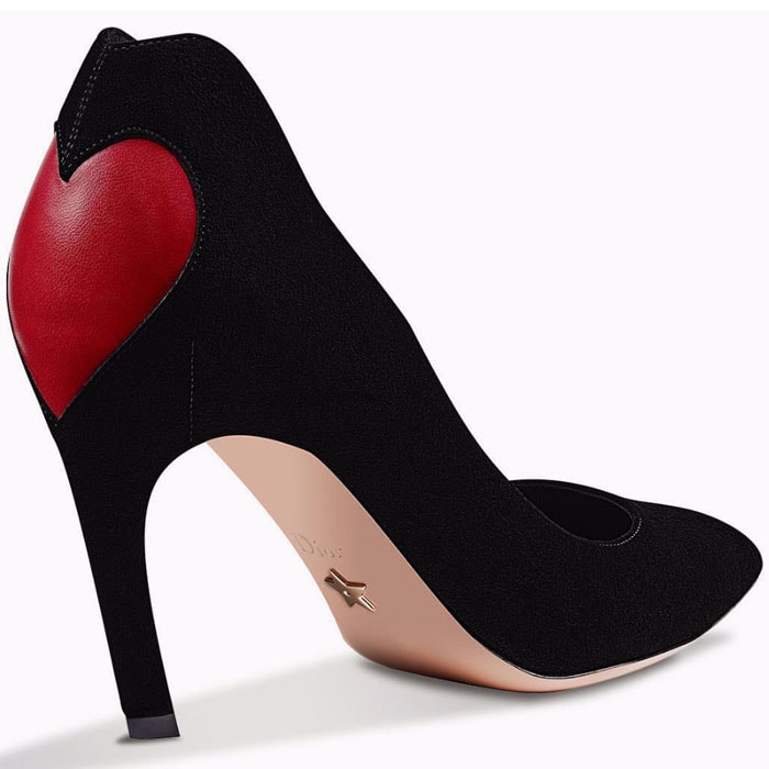 Dior heart-adorned black-suede pumps