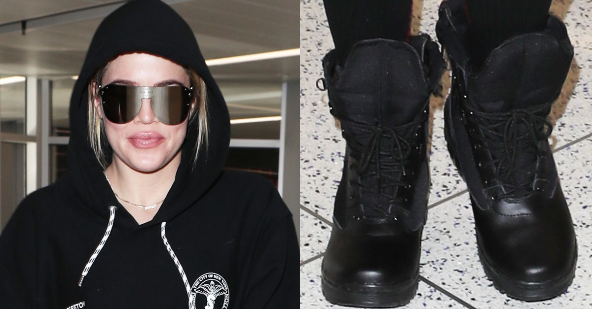 khloe leather and logo combat boot