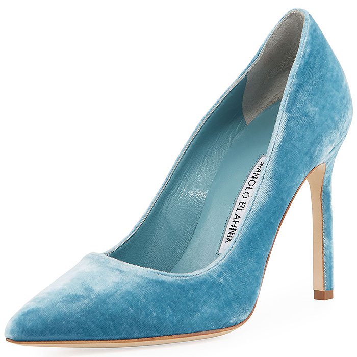 Manolo Blahnik 'BB' Velvet Pointy-Toe Pumps