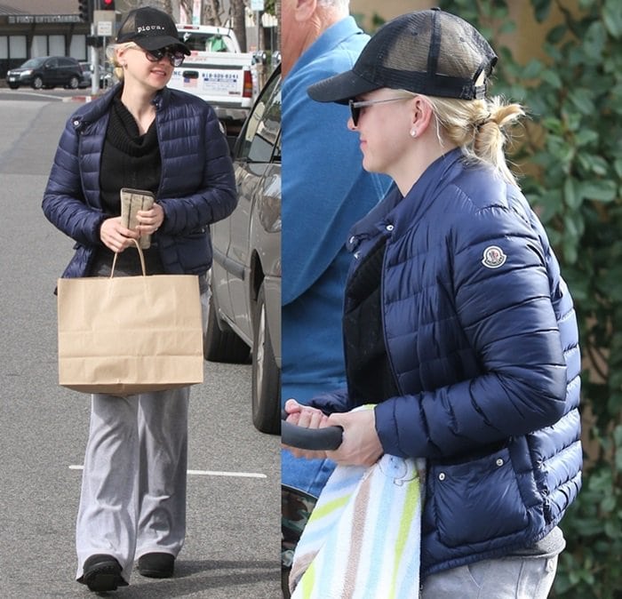 Anna Faris wearing a Moncler jacket