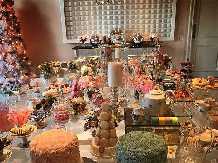 Paris Hilton's Instagram snap of the baby shower table spread arranged and decorated by their mother, Kathy Hilton. -- posted on November 21, 2017. 