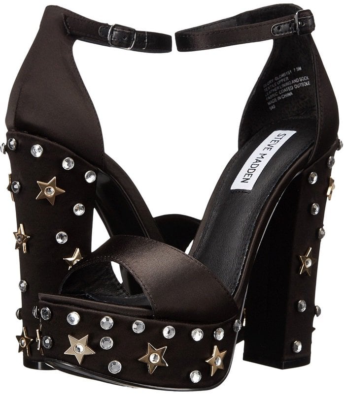 Steve Madden 'Glory' Platform Sandal in Black Satin