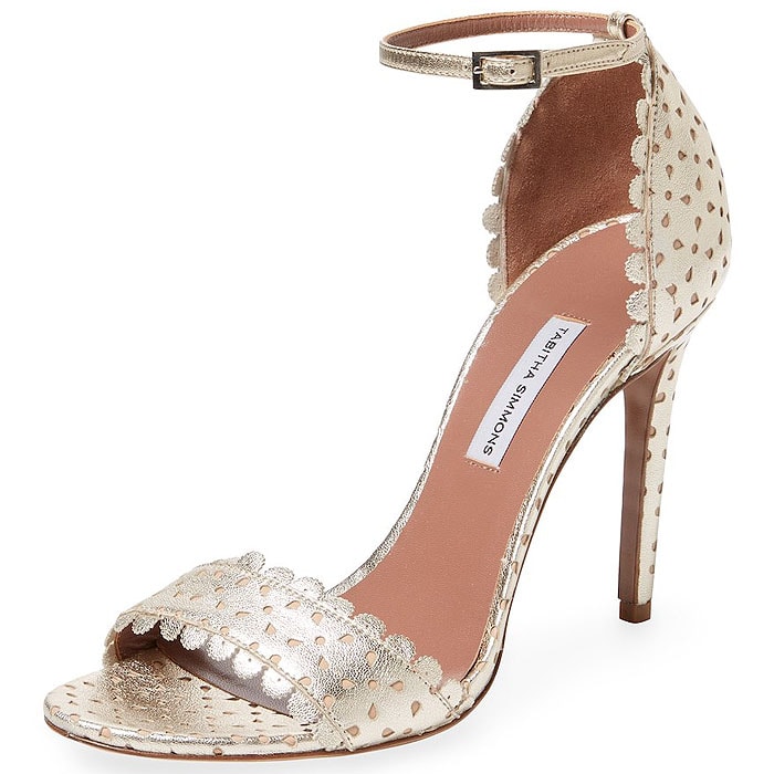 Tabitha Simmons 'Bijou' Scallop-Trim Perforated Ankle-Strap Sandals