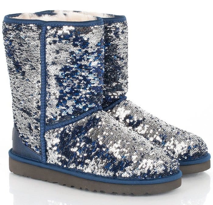 Blue/Silver UGG Classic Short "Sparkle" Boots