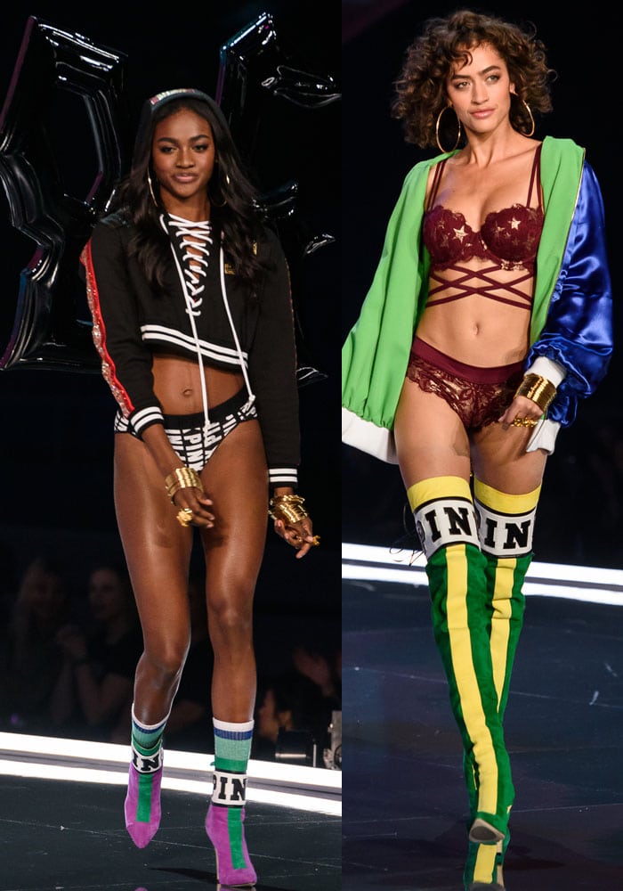 Zuri Tibby and Alanna Arrington model Victoria's Secret PINK jackets and hoodies