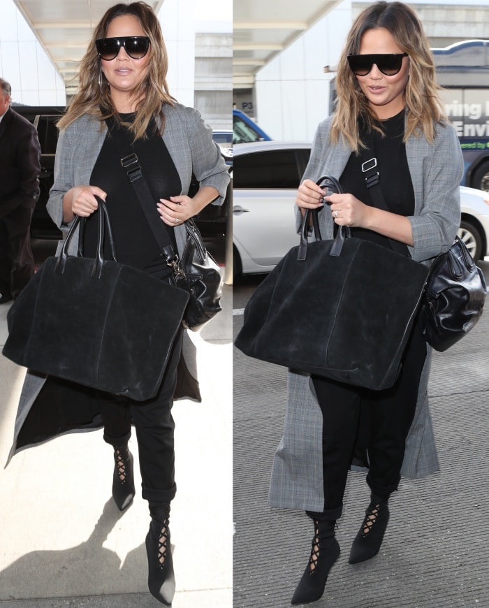 Chrissy Teigen toted a scaled-smaller version of Givenchy's beloved Nightingale satchel