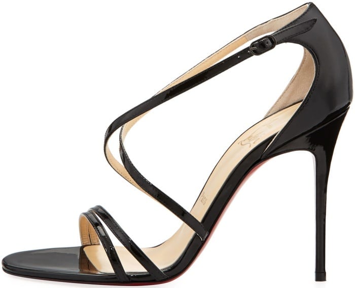 Christian Louboutin sandals featuring crisscross vamp with adjustable side buckle
