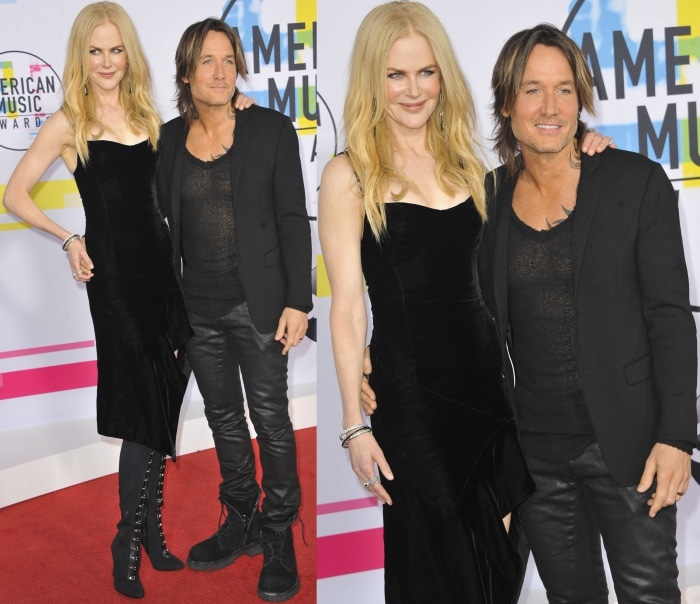 Nicole Kidman and husband Keith Urban wearing all-black ensembles at the 2017 American Music Awards