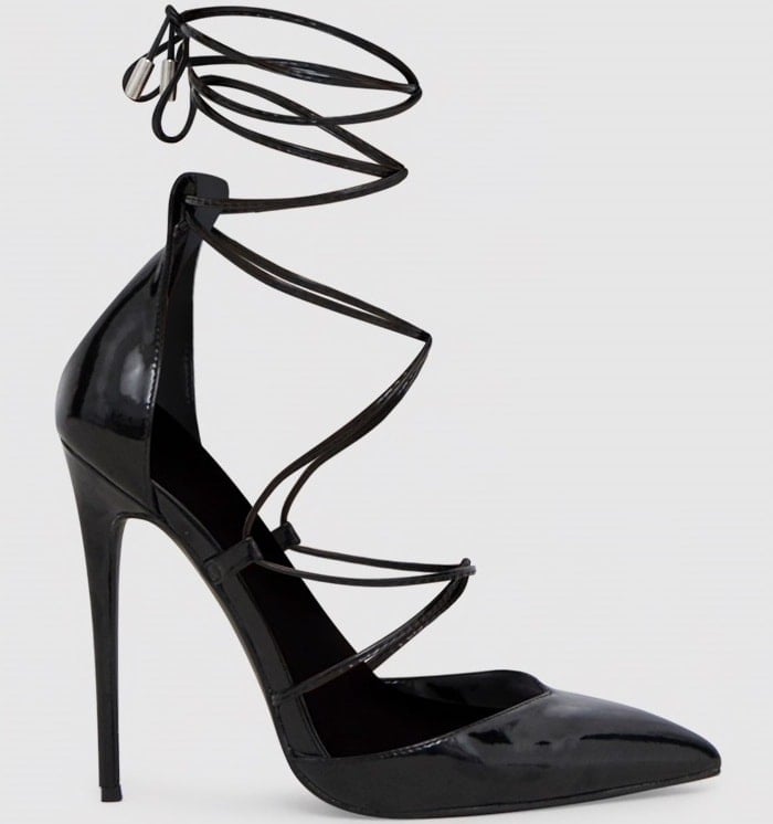 PrettyLittleThing by Kourtney Kardashian black pointed patent stiletto heels
