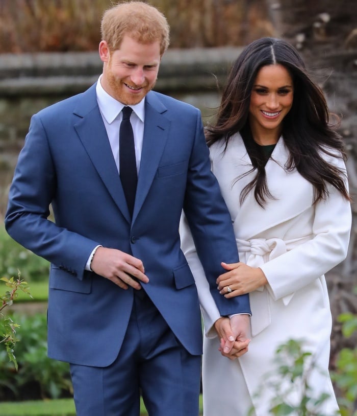 Prince Harry and Meghan Markle announcing their engagement during a photocall held at Kensington Palace in London