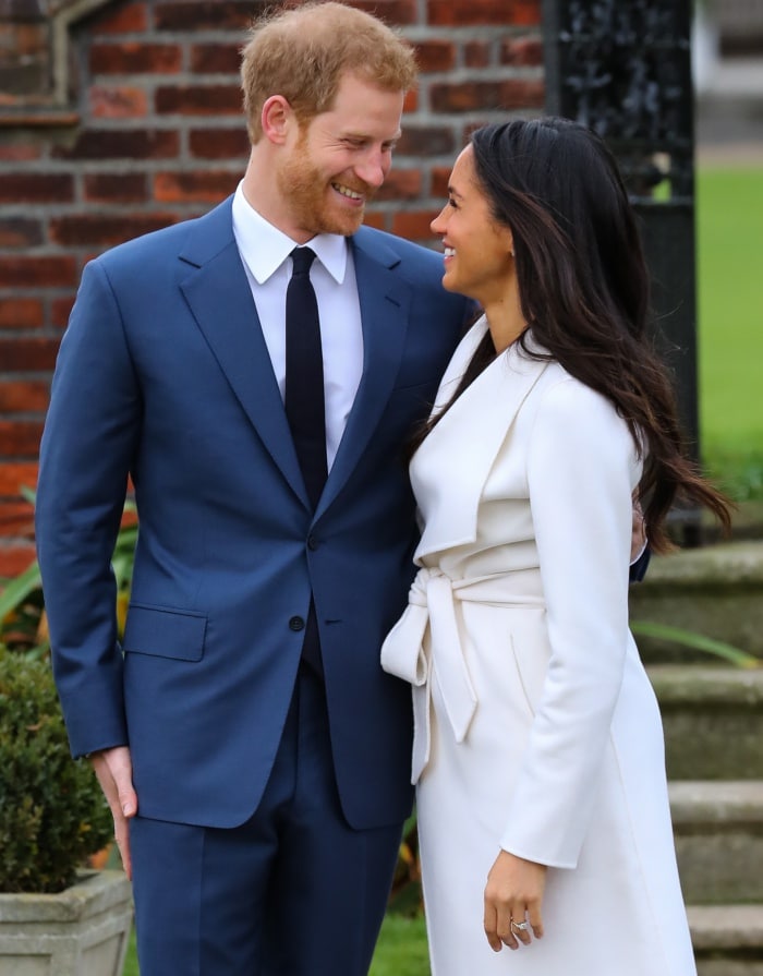 Prince Harry and Meghan Markle announcing their engagement during a photocall held at Kensington Palace in London