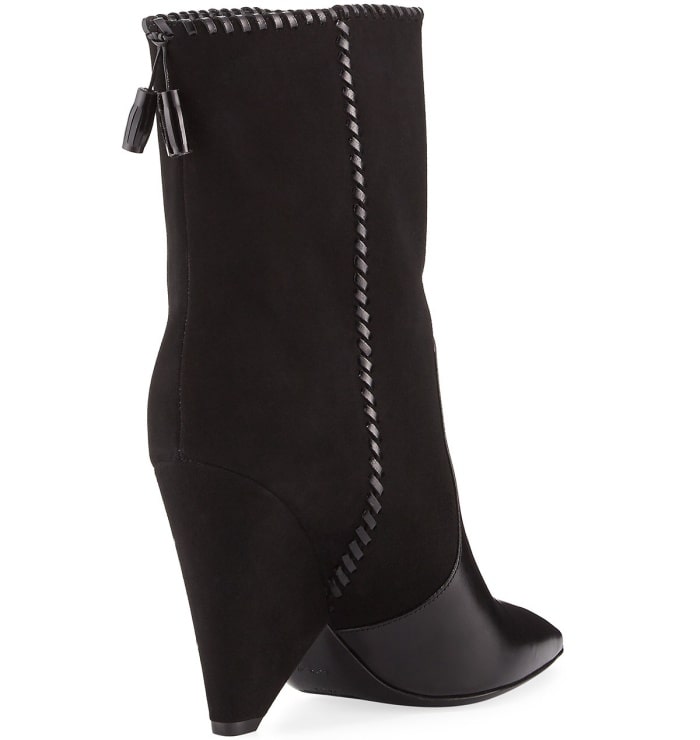 Saint Laurent "Niki" mixed leather mid-calf boots