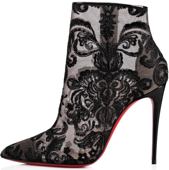 Exquisite Gipsy Zippered Booties in Romantic Lace and Fishnet