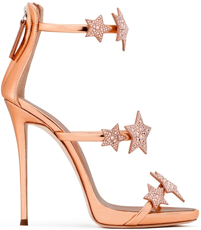 Giuseppe Zanotti 'Harmony Star' rose gold sandal with three straps and stars