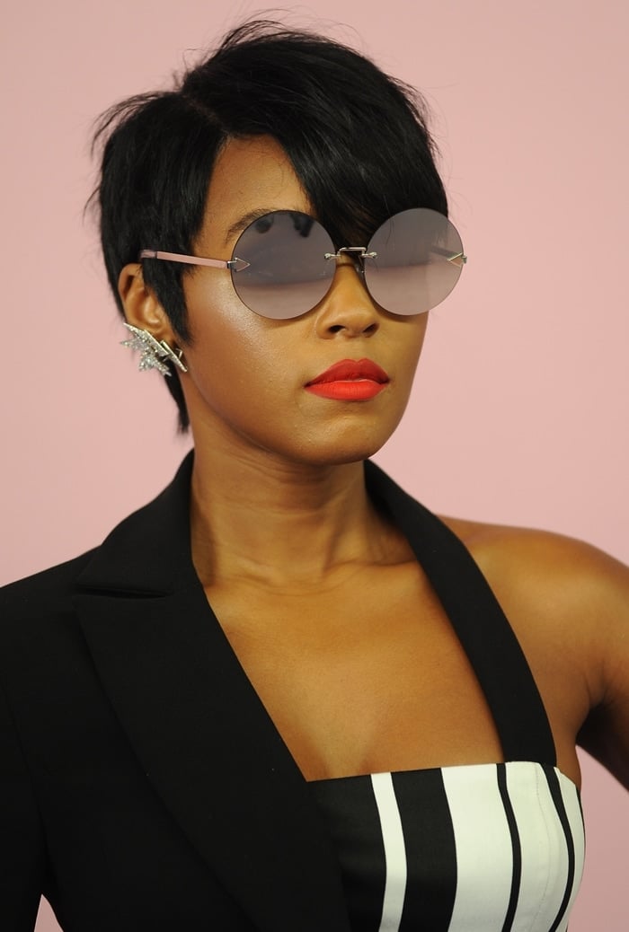 Janelle Monáe Robinson wearing Karen Walker Eyewear sunglasses