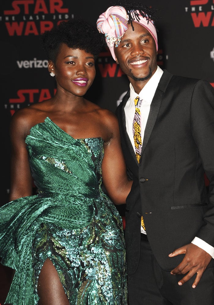 Lupita Nyong'o brings her brother Peter Nyong'o along to the Star Wars: The Last Jedi Premiere