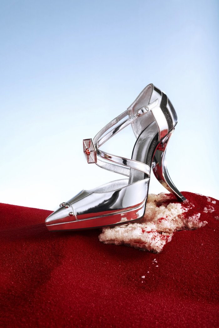 Christian Louboutin's "Captain Phasma" pumps, , drawing inspiration from Gwendoline Christie's character, artfully capture the contours of her armor