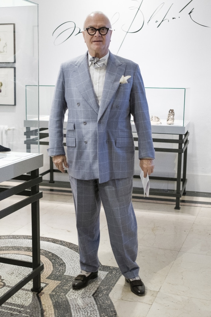 Manolo Blahnik visits "The Art of Shoes" exhibition in Madrid, Spain