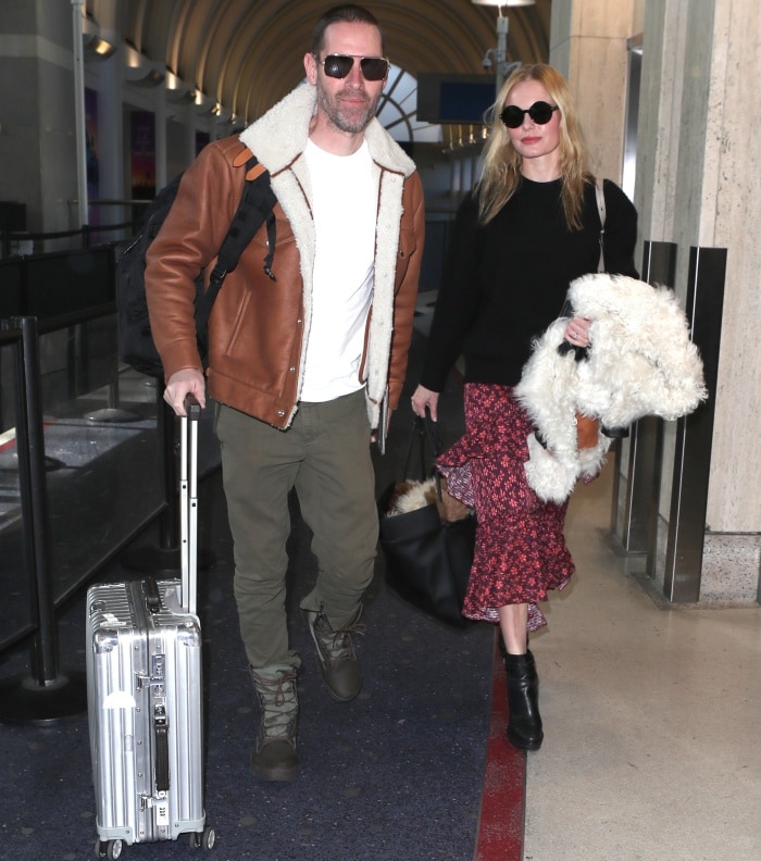 Kate Bosworth with husband Michael Polish at LAX