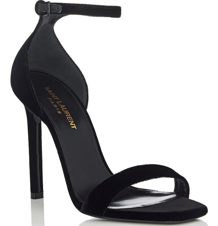 Saint Laurent 'Amber' Velvet Ankle-Strap Sandals