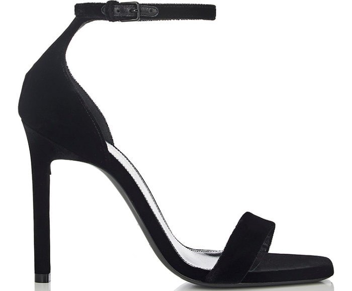 Saint Laurent "Amber" black velvet sandals