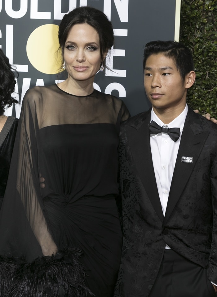 Angelina Jolie was joined by her son Pax Jolie-Pitt at the 2018 Golden Globes