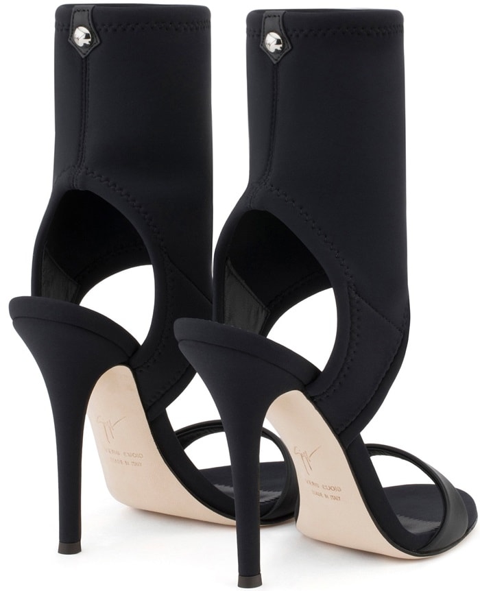 Black neoprene open-toe 'Agnes' boots