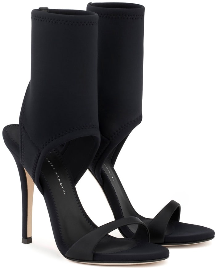 Black neoprene open-toe 'Agnes' boots