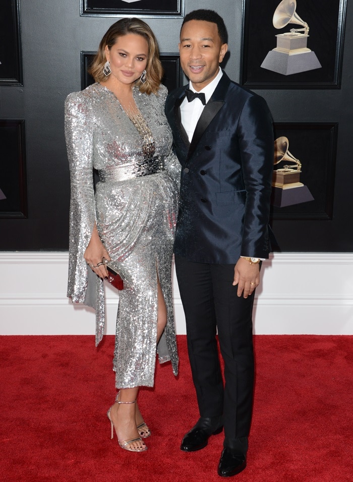 Chrissy Teigen and John Legend at the 2018 Grammy Awards held at Madison Square Garden in New York City on January 28, 2018