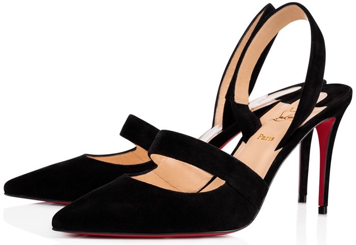  Christian Louboutin Actina 85 suede slingback pumps