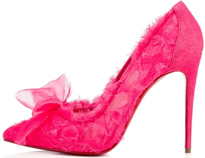 'Toufrou' Frayed Chiffon Pumps in Pink