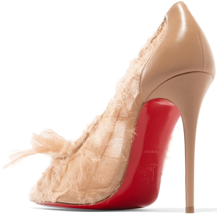 Christian Louboutin Toufrou 100 bow-embellished frayed chiffon pumps