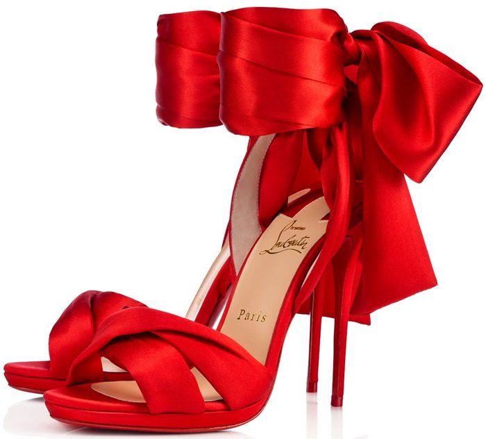 Christian Louboutin's Scarf-Inspired 'Tres Frais' Flamenco Crepe Satin/Lurex Sandals