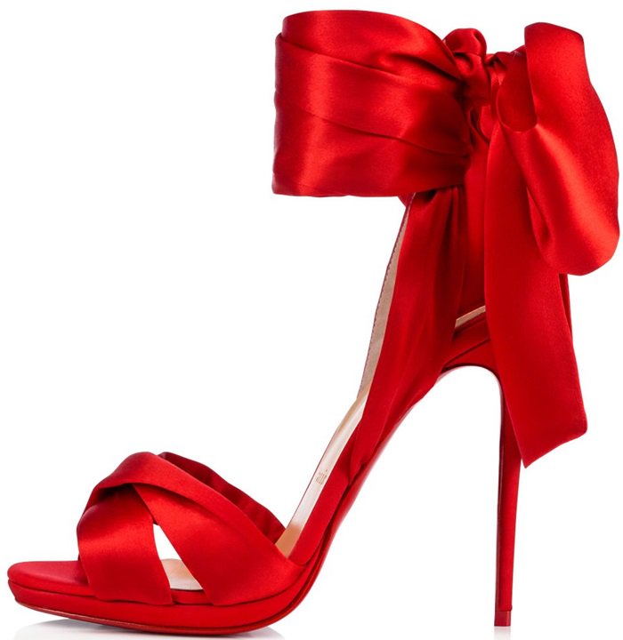 Christian Louboutin's Scarf-Inspired 'Tres Frais' Flamenco Crepe Satin/Lurex Sandals