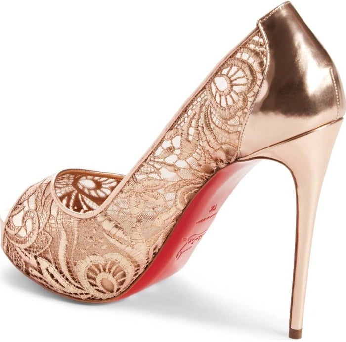 Nu Lamé Guipure Lace 'Very Lace' 120 mm red bottom heels