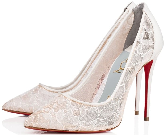 Ivory Chantilly Lace and Crepe Satin 'Follies Lace' 100 mm Pumps