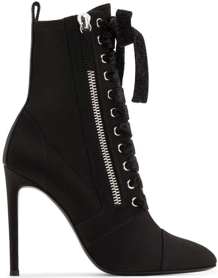 Giuseppe Zanotti Kamilya leather-trimmed satin ankle boots