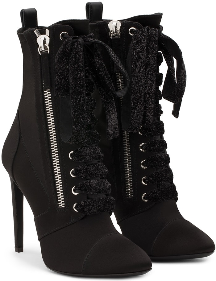 Giuseppe Zanotti Kamilya leather-trimmed satin ankle boots