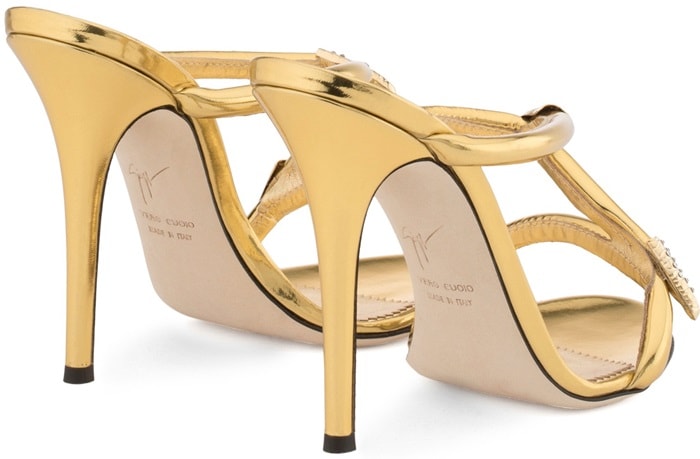 Gold laminated 'Aleesha' mule with snake detail