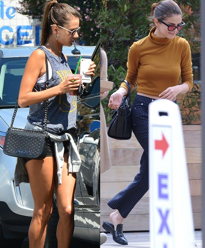 Alessandra Ambrosio and Selena Gomez take their black Coach purses out on errands