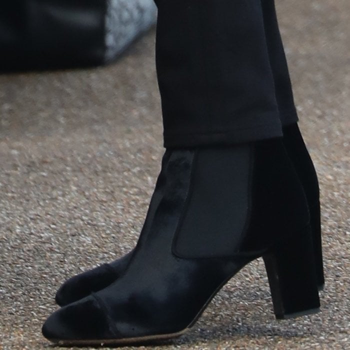 Meghan Markle wearing 'Kiki' ankle boots from Tabitha Simmons