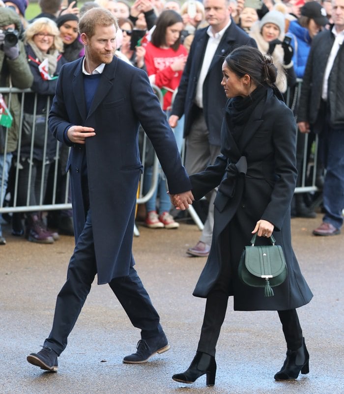 Meghan Markle, accompanied by Prince Harry, made her first official visit to Wales, showcasing her fashion diplomacy with an outfit featuring a blend of British and Welsh elements