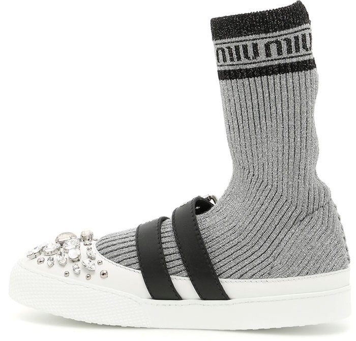 Miu Miu Lurex knit hi-top sneakers