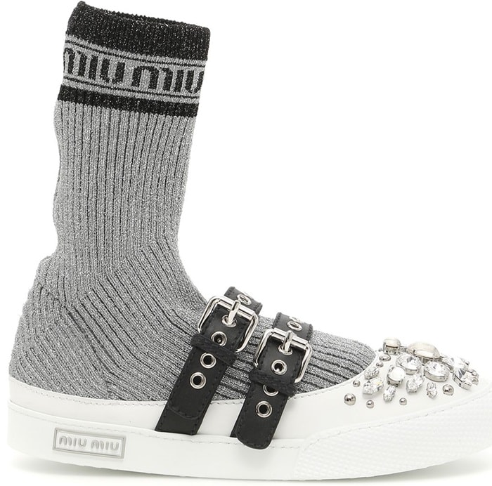 Miu Miu Lurex knit hi-top sneakers