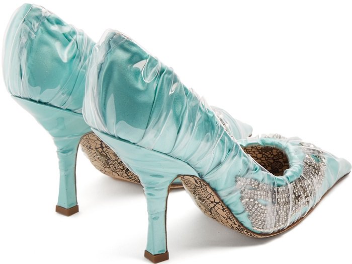 Paciotti By Midnight Crystal-embellished ruched satin pumps