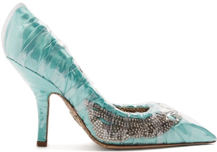 Paciotti By Midnight Crystal-embellished ruched satin pumps